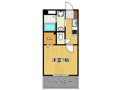 エルマーノ下到津(1K/4階)の間取り写真