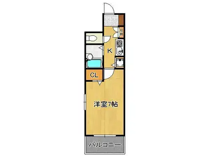 ダイナコート小倉下到津Ⅱ(1K/9階)の間取り写真