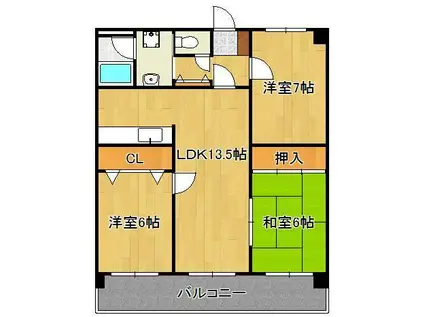 パストラール(3LDK/7階)の間取り写真