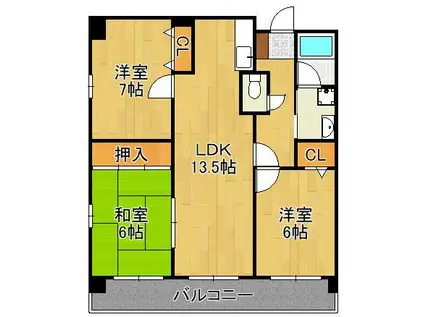 パストラール(3LDK/5階)の間取り写真