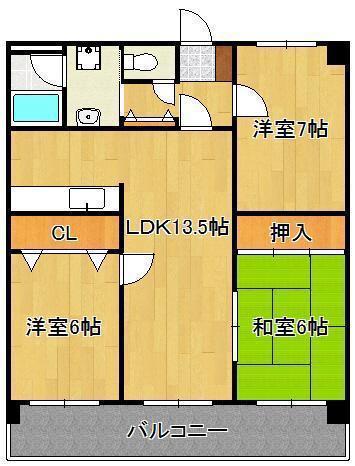 パストラール(3LDK/3階)の間取り写真