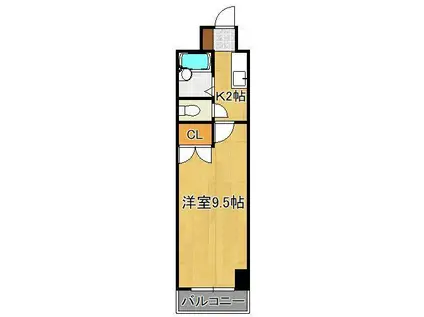 ウインズ竪町(1K/6階)の間取り写真