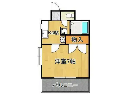 シャトー森Ⅴ(1K/6階)の間取り写真