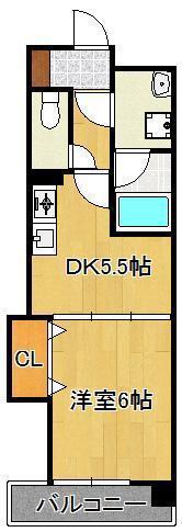 サンメゾン清水(1DK/5階)の間取り写真