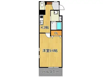 レジデンシャルHHA DAIMON(1K/3階)の間取り写真