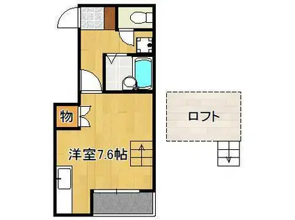 クレッシェンド西南(ワンルーム/2階)の間取り写真