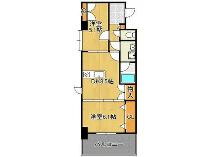 アヴィニールグランデ金田(2DK/3階)の間取り写真