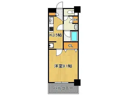 アヴィニールグランデ金田(1K/7階)の間取り写真