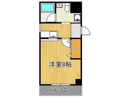 マーベラス下到津(1K/2階)の間取り写真