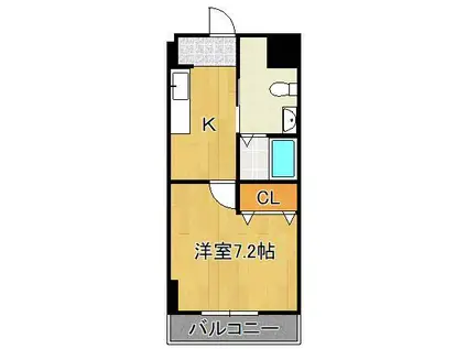 マーベラス下到津(1K/2階)の間取り写真