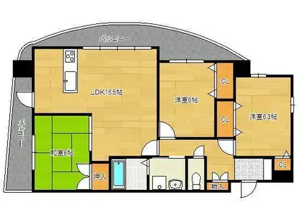 サンシャイン真鶴リバーサイド(3LDK/5階)の間取り写真