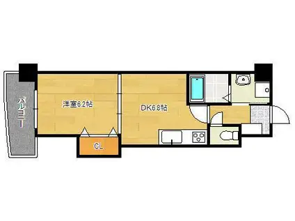 サンシャイン真鶴リバーサイド(1DK/6階)の間取り写真