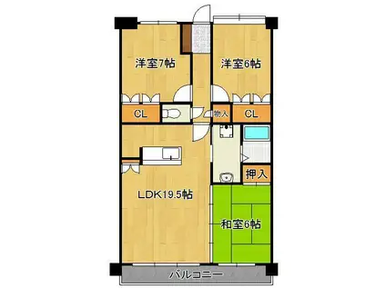 シャトレ大手町S棟(3LDK/6階)の間取り写真