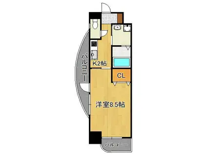 セトル.イン鳳(1K/8階)の間取り写真