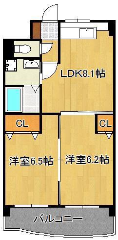 コートハウス大手町(2LDK/2階)の間取り写真