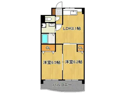 コートハウス大手町(2LDK/6階)の間取り写真