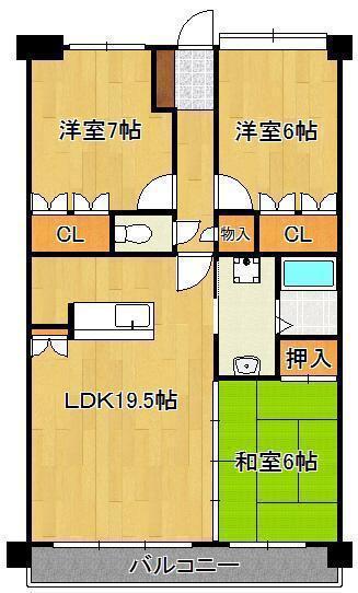 シャトレ大手町N棟(3LDK/5階)の間取り写真