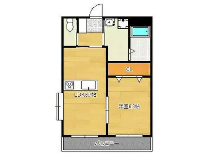 リード真鶴(1LDK/5階)の間取り写真