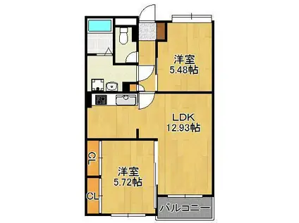 高峰ポロニア(2LDK/4階)の間取り写真