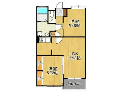 高峰ポロニア(2LDK/2階)の間取り写真