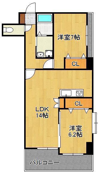 フェルト515(2LDK/7階)の間取り写真