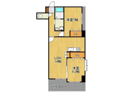 フェルト515(2LDK/9階)の間取り写真