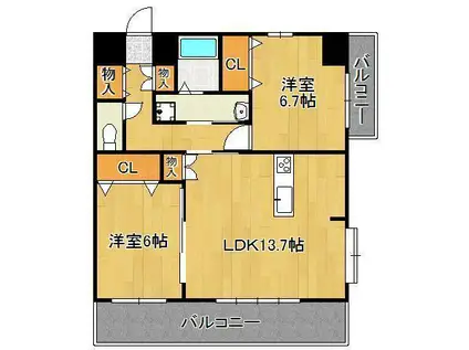 フェルト515(2LDK/6階)の間取り写真