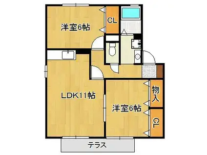 グランシャリオ・SB棟(2LDK/1階)の間取り写真