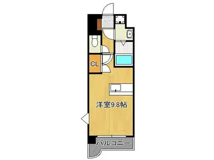アピアランス到津(ワンルーム/4階)の間取り写真