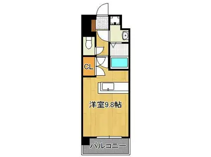 アピアランス到津(ワンルーム/5階)の間取り写真