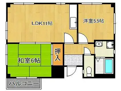 オブリックビル(2LDK/5階)の間取り写真