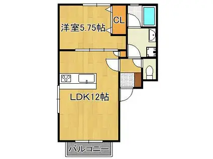 アールエムハイツ1(1LDK/2階)の間取り写真