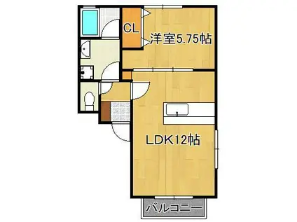 アールエムハイツ1(1LDK/1階)の間取り写真