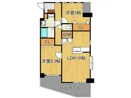 ウイング真鶴(2LDK/4階)の間取り写真