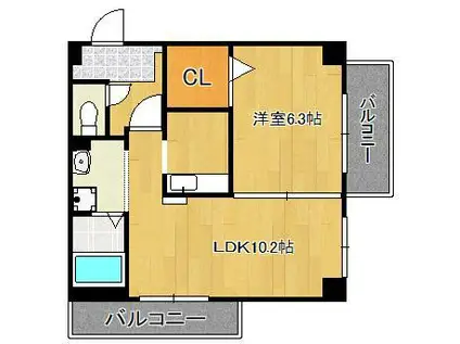 COCOメゾン(1LDK/6階)の間取り写真