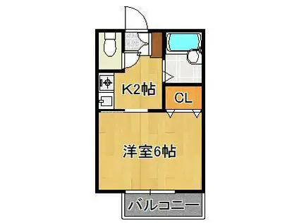 アズーロ高峰(1K/1階)の間取り写真