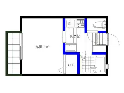 アズーロ高峰(1K/2階)の間取り写真