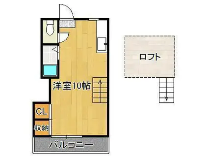 オアシス下到津2A棟(ワンルーム/2階)の間取り写真