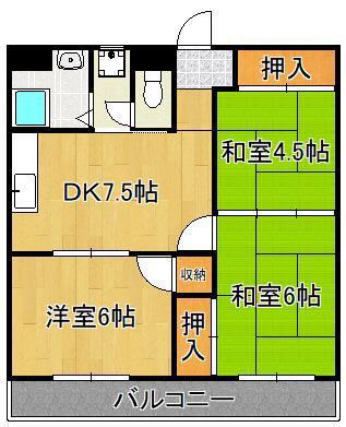 プランドール西小倉駅前(3DK/5階)の間取り写真