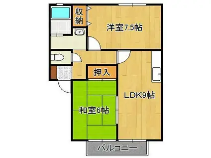 ウィンディア中井(2LDK/1階)の間取り写真