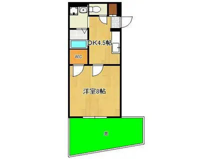 アムールLIBRE(1DK/1階)の間取り写真