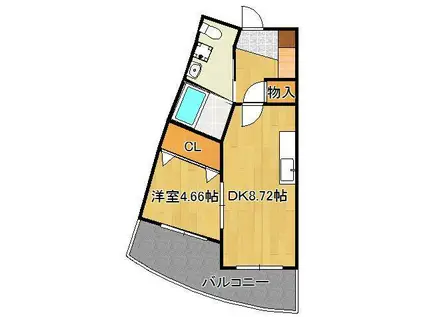 BRIS中井(1DK/5階)の間取り写真