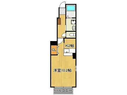 シャン・ド・フルール(ワンルーム/1階)の間取り写真