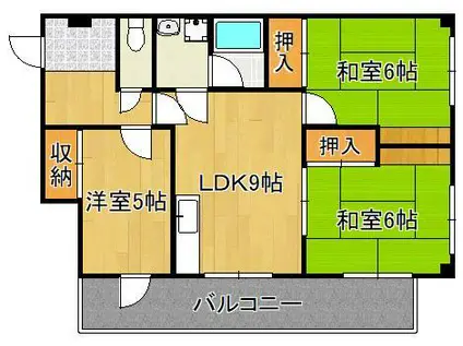 エレガンス中井(3LDK/2階)の間取り写真