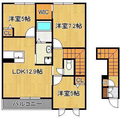 MAST日明B棟(3LDK/2階)の間取り写真