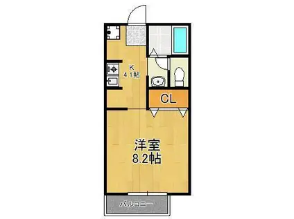 ディアコート到津(1K/3階)の間取り写真