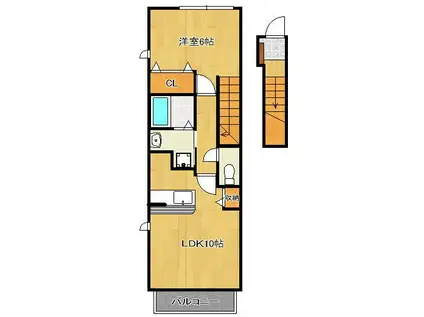 ベルム-ンA(1LDK/2階)の間取り写真
