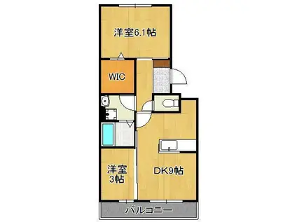 ボヌールチヒロ(2DK/3階)の間取り写真