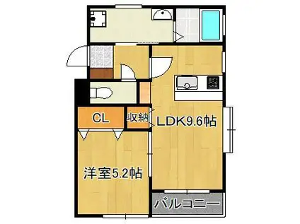 サンシャイン(1LDK/4階)の間取り写真