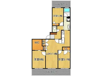 以和貴マンション金田 302号(3LDK/3階)の間取り写真